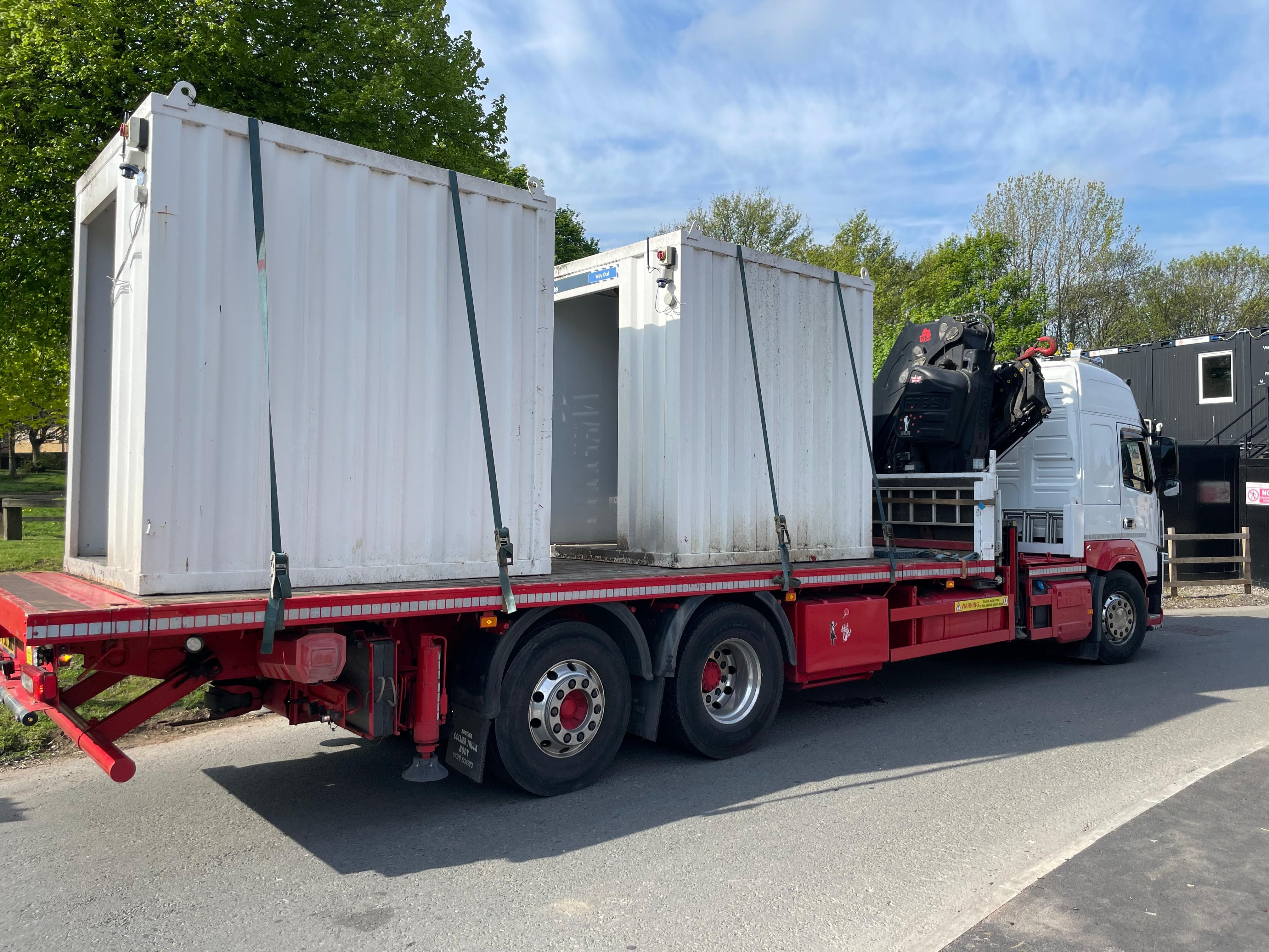HIAB crane lorry lift on a Liverpool construction site